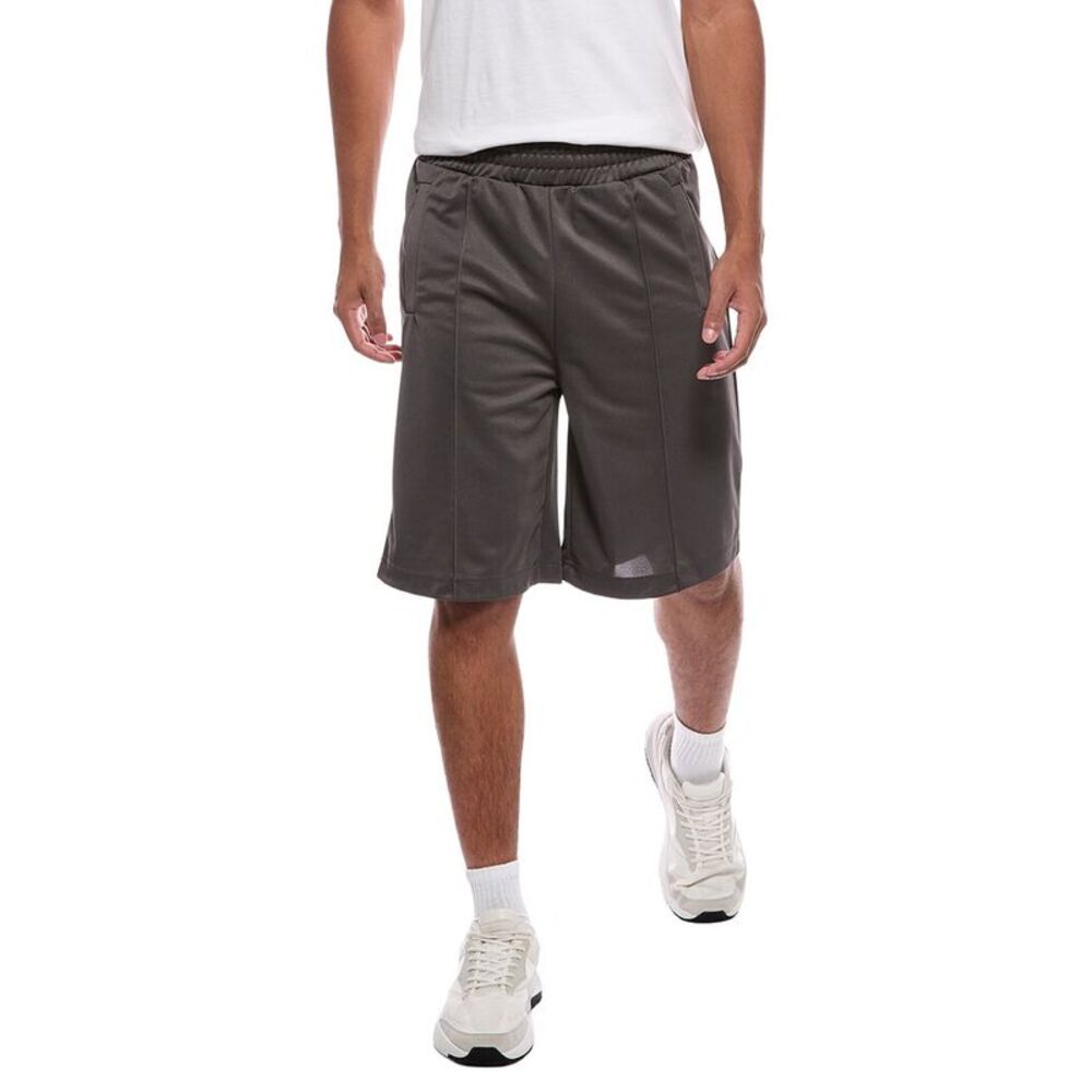 Palm Angels Mens Back Curved Logo Track Short, Grey